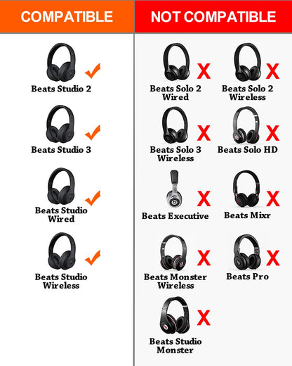 F FEYCH Beats Studio Replacement Earpads for Beats Studio 3 &Beats Studio 2 (B0500/ B0501) 2 Pieces Noise Isolation Comfortable Memory Foam Ear Cushions (Black)