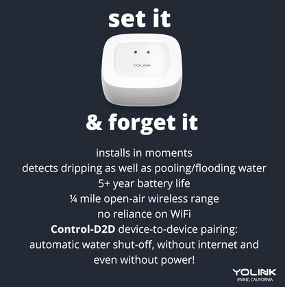 YoLink Smart Home Starter Kit: Hub & Water Leak Sensor 6-Pack, SMS/Text, Email & Push Notifications, LoRa Up to 1/4 Mile Open-Air Range, w/Alexa, IFTTT, Home Assistant