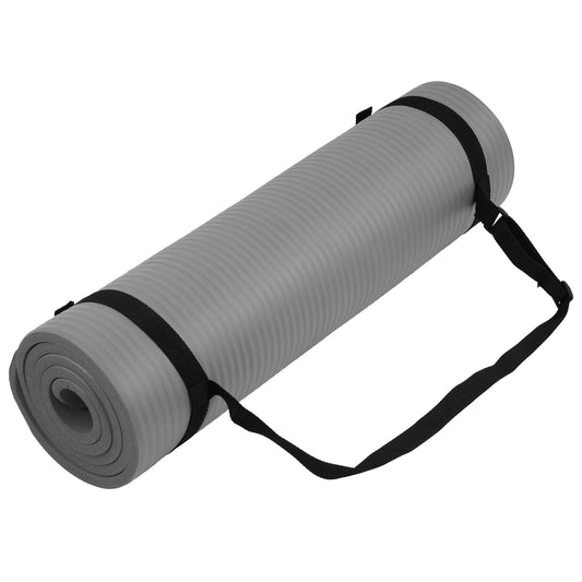 Fitvids All Purpose 1/2-Inch Extra Thick High Density Anti-Tear Exercise Yoga Mat with Carrying Strap, Gray