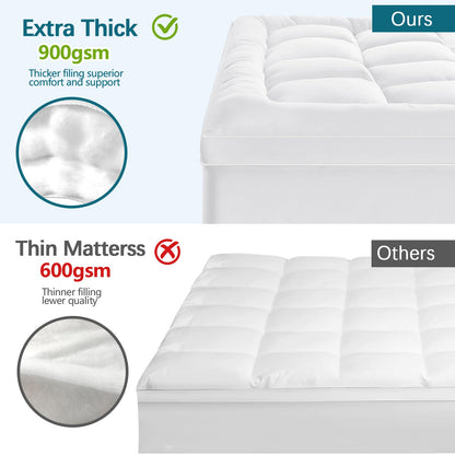 CYMULA Twin XL Mattress Topper - Soft Cooling Mattress Pad for College Dorm Room Essentials - Extra Thick Long Protector Cover for Back Pain, Single Bed Topper Pillow Top with 8''-21'' Deep Pocket
