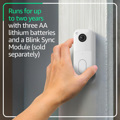 Blink Video Doorbell (newest model) – Head-to-toe HD view, two-year battery life, and simple setup. Required Sync Module not included – Add-On (White)