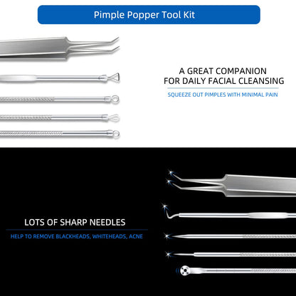 Blackhead Remover Tool Pimple Popper Tool Kit 5 Pack Blackhead Extractor Tools with Case Comedone Zit Acne Blemish Whitehead Removal Kit Professional Stainless Steel Extractor Tools for Face Nose