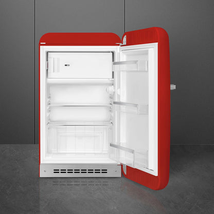 Smeg FAB10 50's Retro Style Aesthetic Refrigerator with 4.48 Cu Total Capacity, 2 Glass Shelves, LED Internal Light, 22-Inches, Red Right Hand Hinge. FAB10URRD3 Made In Italy