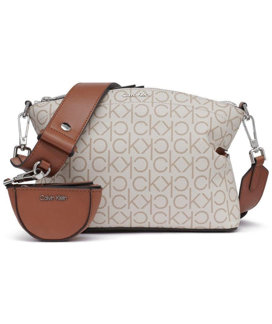 Calvin Klein Cypress 2 in 1 Top Zip Crossbody, Vanilla/Khaki/Caramel, One Size