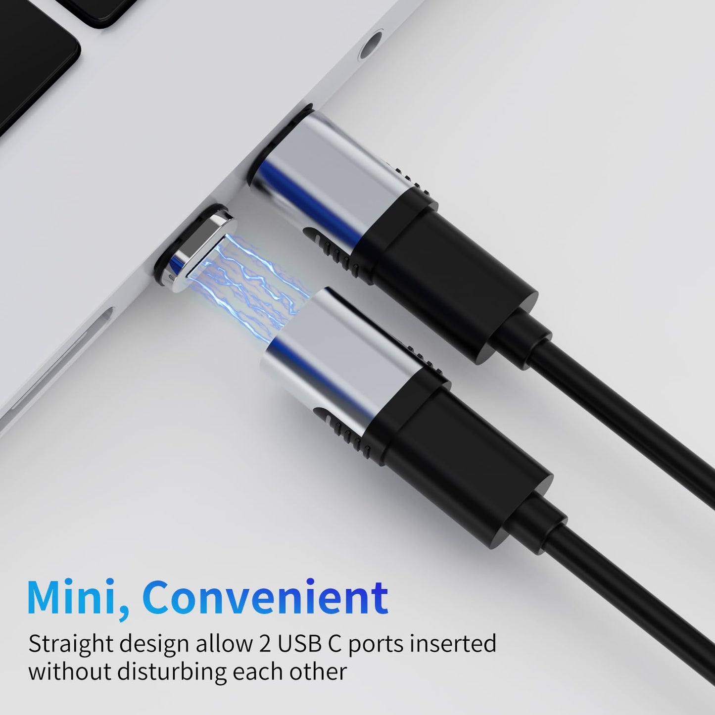 Tciogrxp 240W 90 Degree Magnetic USB C Adapter with 4 Connector Tips USB-C Adapter 1 Pack, 24 Pin (2 Plugs Magnetic USBC Extender, USB4 40Gbps 8K 60Hz Compatible with Thunderbolt 3/4 MacBook Pro/Air