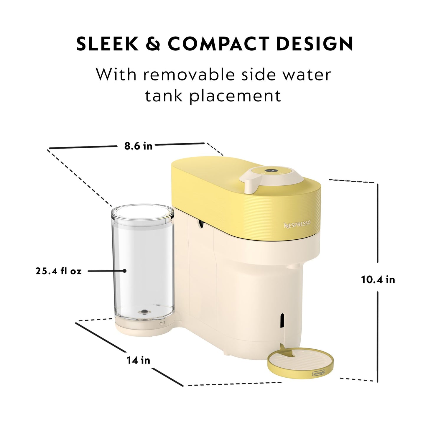 Nespresso Limited-Edition Vertuo Pop+ Coffee and Espresso Maker by De'Longhi, Pastel Yellow