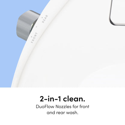 TUSHY Wave Non-Electric Bidet Toilet Seat | Sleek Elongated Design, Quick-Release for Easy Cleaning | DuoFlow Front & Rear Wash, Soft-Close Lid, Self-Cleaning Nozzle, 10-Min DIY Install, Platinum Knob