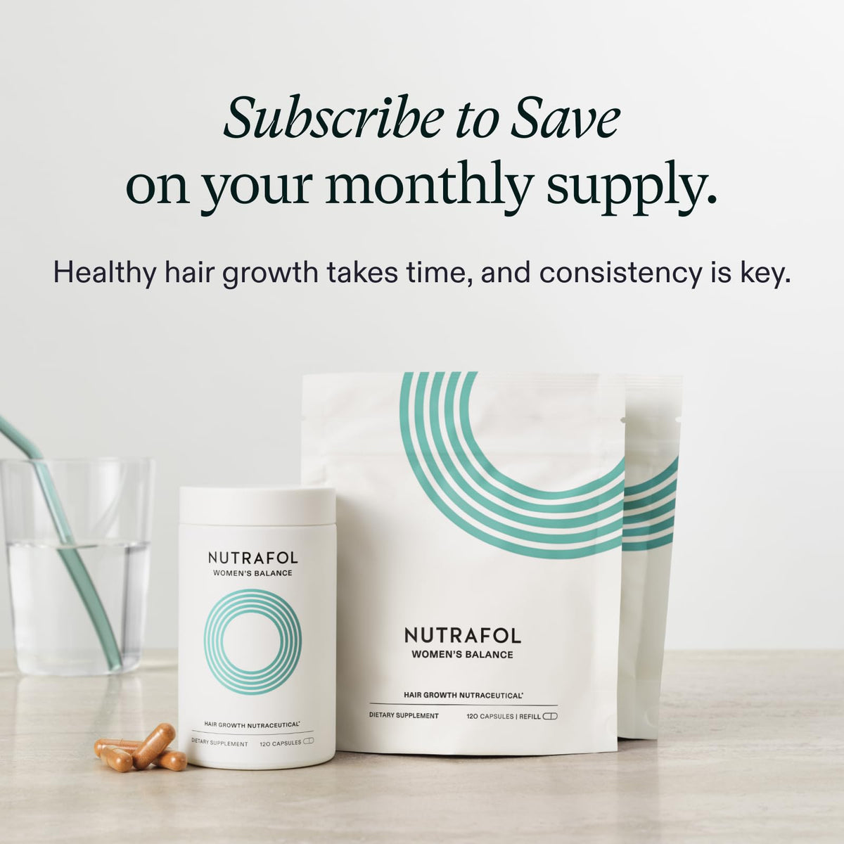 Nutrafol Women's Balance Hair Growth Supplements, Ages 45 and Up, Clinically Proven for Visibly Thicker Hair and Scalp Coverage, Dermatologist Recommended - 1 Month Supply