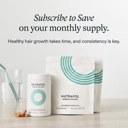 Nutrafol Women's Balance Hair Growth Supplements, Ages 45 and Up, Clinically Proven for Visibly Thicker Hair and Scalp Coverage, Dermatologist Recommended - 1 Month Supply