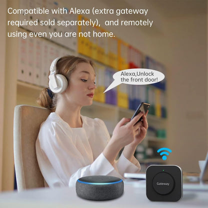 Smart Lock Front Door, SMONET Keyless Entry Door Lock with Handle, Smart Front Door Lock Set Fingerprint Smart Deadbolt Bluetooth Electronic Digital Keypad Lock, Auto Lock Work with Alexa, Black