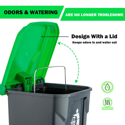 MXF Pooper Scooper Set, Dog Poop Trash Can for Outdoors with 20 Waste Bags, 15 Litre Step Dog Poop Trash Can w/Removable Inner Bucket, 28" Dog Pooper Scooper and Long Handle Stainless Metal Tray&Rake