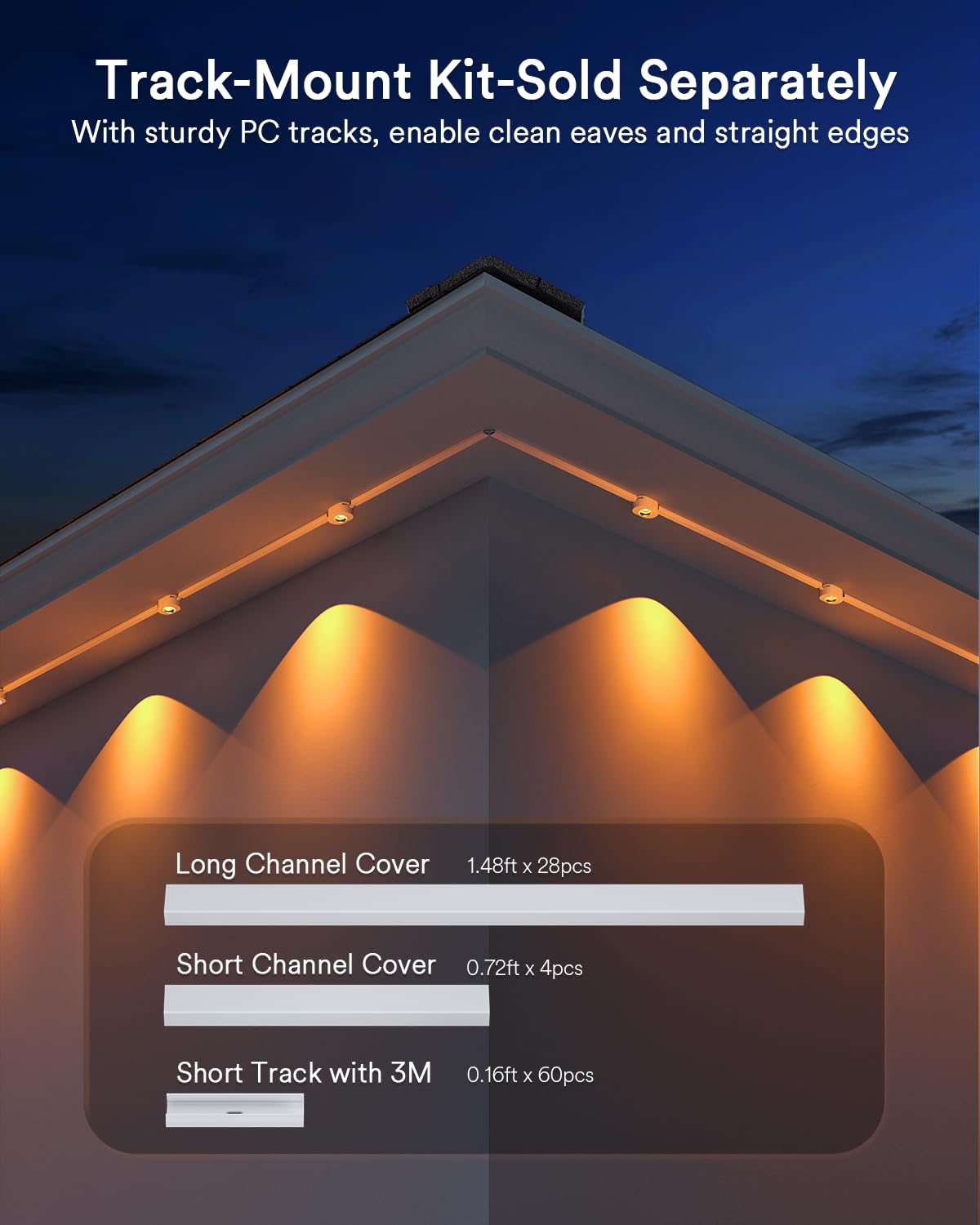 Lumary Permanent Outdoor Lights 2 with Remote, 200ft with 120 RGBAICW LEDs 7200lm for Daily & Accent Lighting, 110+ Scene Modes for Christmas Decor, IP67 Waterproof, Work with Alexa, Google, White