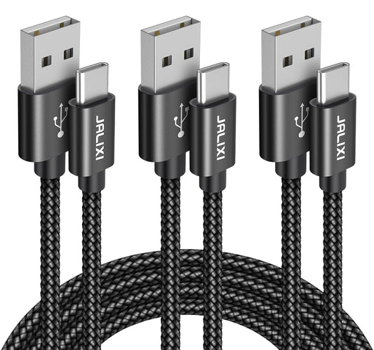 USB to USB C Cable, (3-Pack, 1/3/10 ft) Fast Charging USBA to USBC Charger Cord Braided for iPhone 15 16 Pro/Pro Max/Plus, for Samsung Galaxy S24 S23 S22 S21 S25, Pixel, Moto