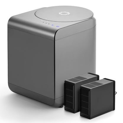 Airthereal Revive Electric Kitchen Composter, SHARKSDEN Tri-Blade, Turn Food Waste and Scraps into Dry Compost Fertilizer for Plants, R500 Gray