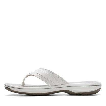 Clarks Women's Breeze Sea Flip-Flop, New White Synthetic, 6