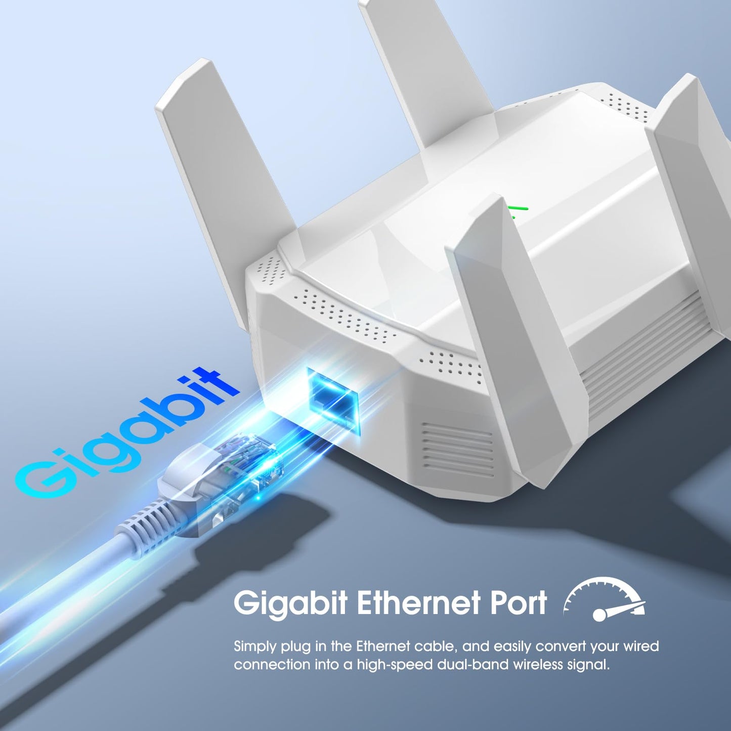 AX3000 WiFi 6 Extender, Dual Band WiFi Extender Signal Booster, Internet Booster with Gigabit Ethernet Port, Covers Up to 12,000sq.ft and 99 Devices, Faster Speed and Easy Setup, White