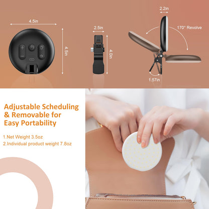 Anautin 60 LED Ring Light, Rechargeable Selfie With Front & Back Clip, 2500-6500K Portable Phone, Adjustable 3 Modes for iPhone, iPad, Tablet, Laptop, CRI97+, 90 Grams (Black)