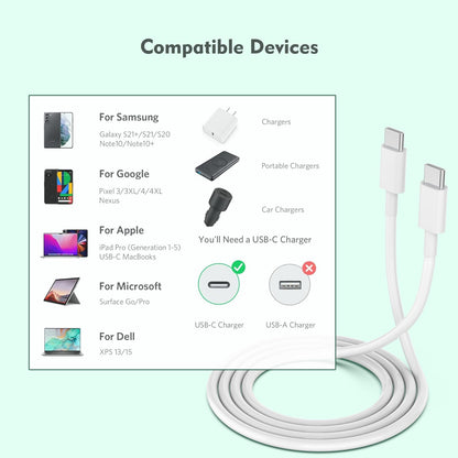 USB C to USB C Cable, 5-Pack 6FT, 60W Fast Charging Power Delivery for iPhone 15/15 Pro/15 Plus/15 Pro Max, iPad Mini 6/Pro 2021, MacBook Pro 2020, Samsung Galaxy S23, Switch