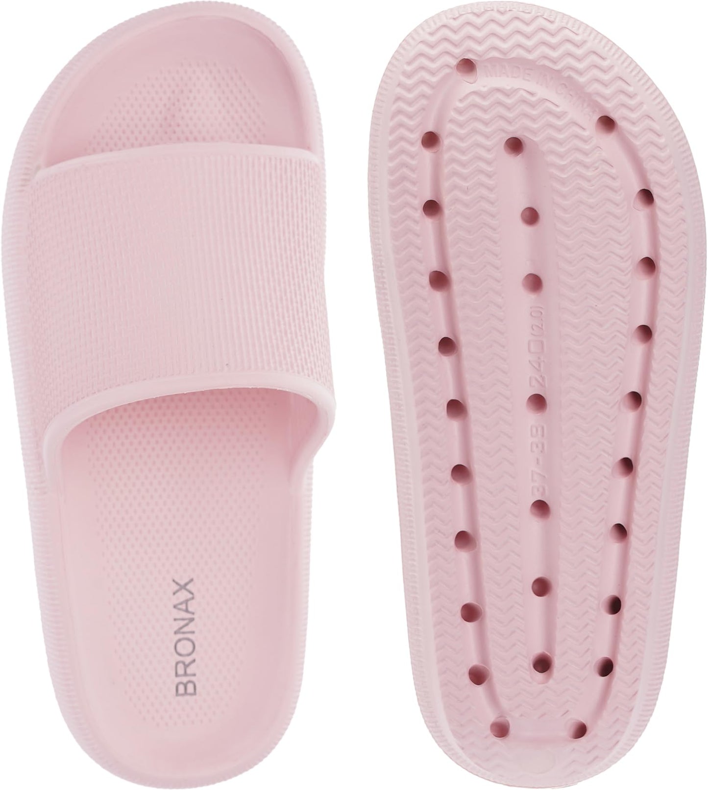 BRONAX Pillow Slippers for Women and Men | House Slides Shower Sandals | Cushioned Thick Sole 39-40 Pink