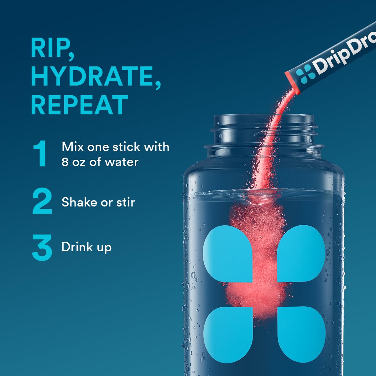 DripDrop Hydration Juicy Variety Pack Electrolyte Drink Mix Single-Serve Powder Packets- Grape, Fruit Punch, Strawberry Lemonade, Cherry - 32 Servings