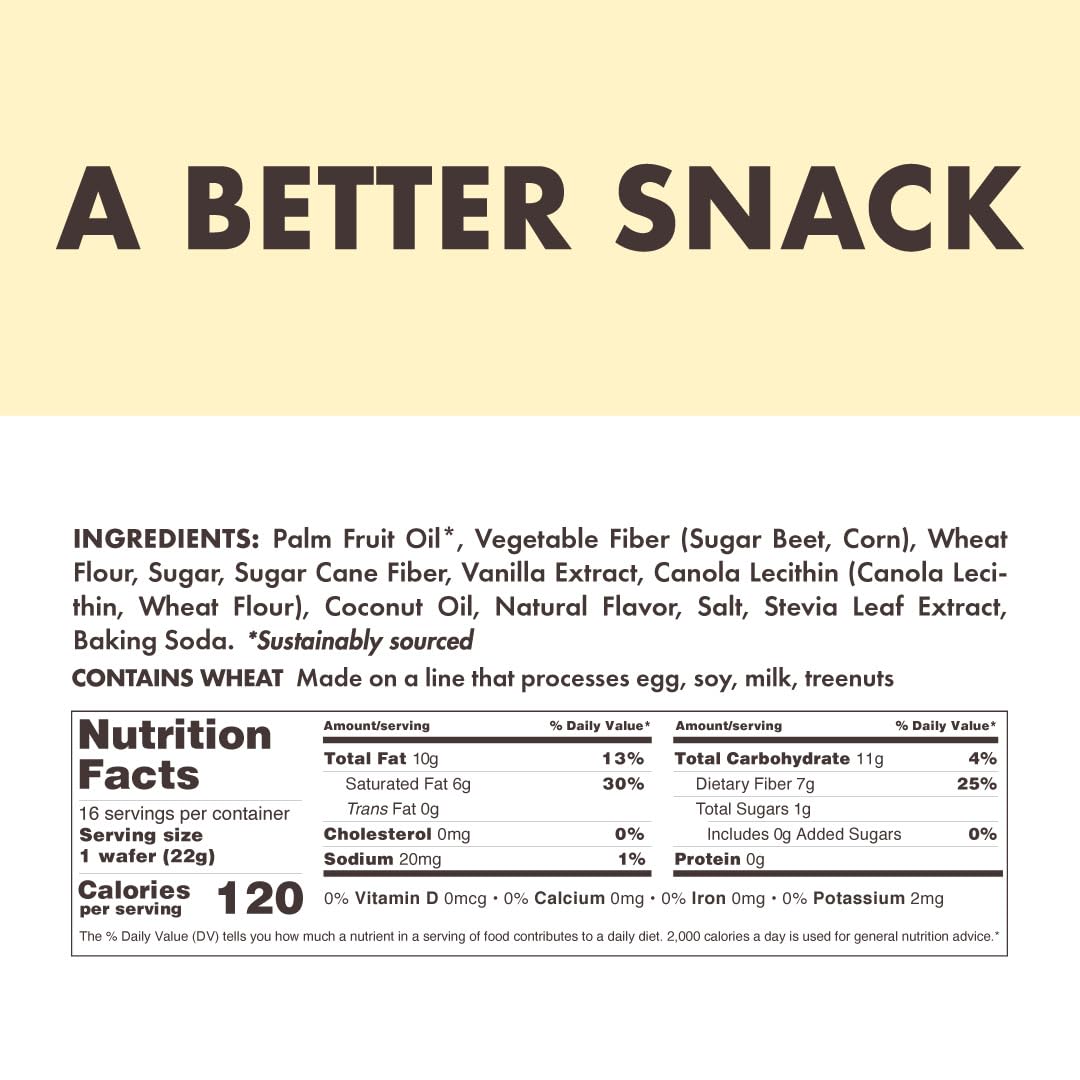 Rip Van Vanilla Keto Wafer Cookies, Healthy Vegan Snack, Non GMO, Low Carb, Low Sugar (1g), Low Calorie, 16 Count