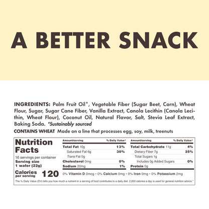 Rip Van Vanilla Keto Wafer Cookies, Healthy Vegan Snack, Non GMO, Low Carb, Low Sugar (1g), Low Calorie, 16 Count