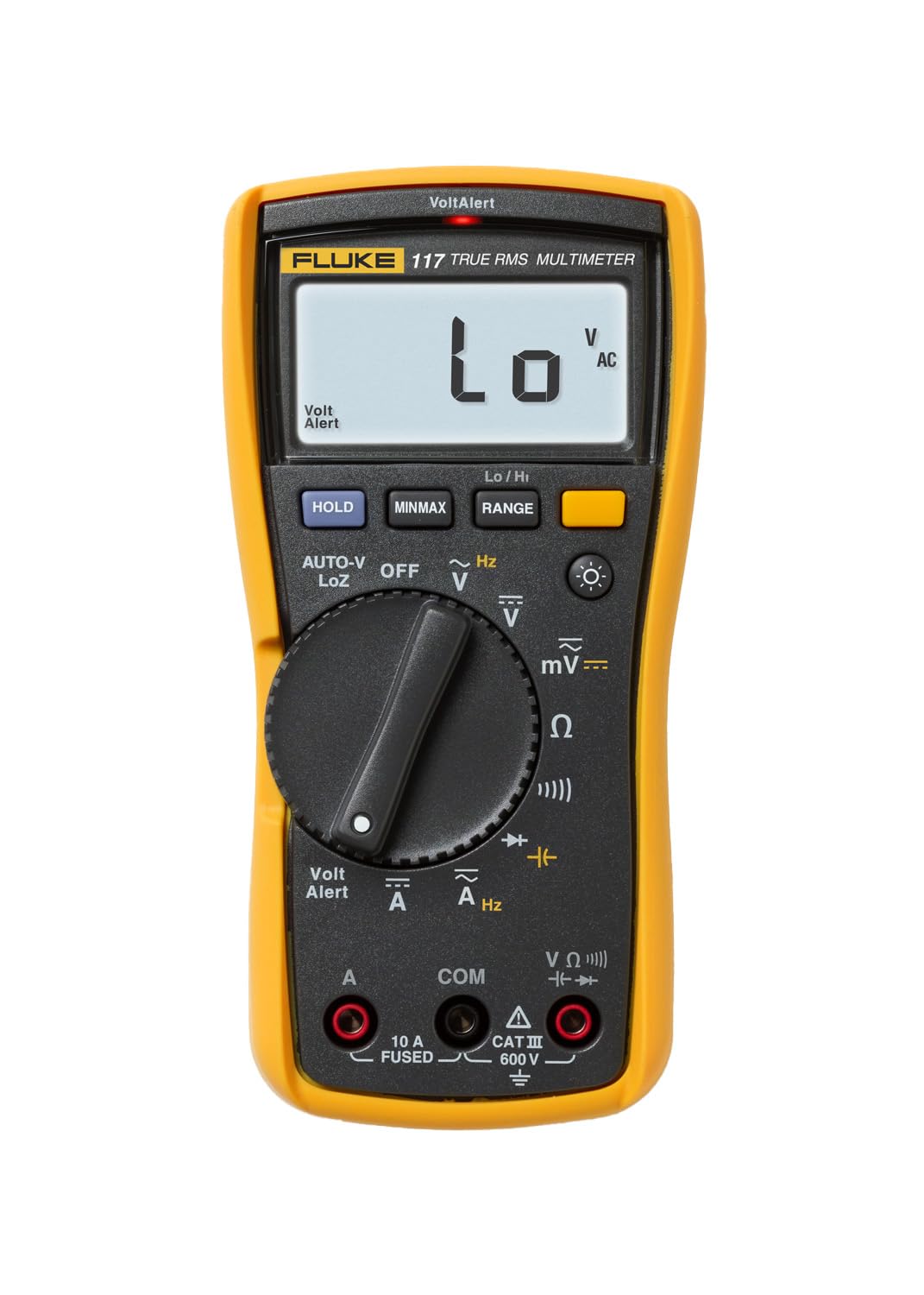 Fluke 117 Digital Multimeter, Non-Contact AC Voltage Detection, Measures Resistance/Continuity/Frequency/Capacitance/Min Max Average, Automatic AC/DC Voltage Selection, Low Impedance Mode