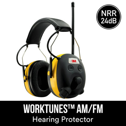3M - 90541-80025T WorkTunes AM/FM Hearing Protector with Audio Assist Technology, 24 dB NRR, Ear protection for Mowing, Snowblowing, Construction, Work Shops