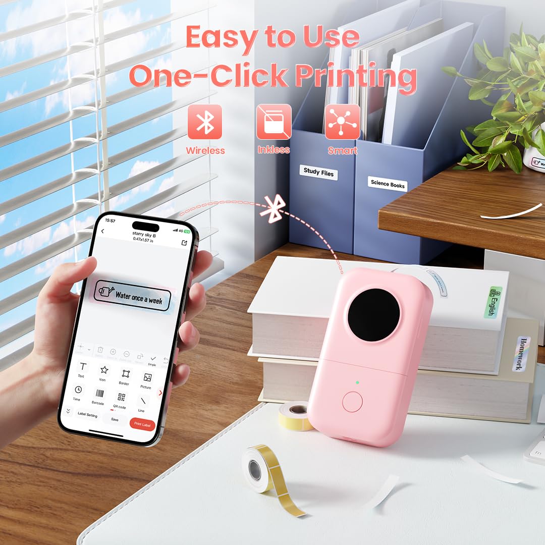 Phomemo Label Maker Machine, D30 Portable Handheld Bluetooth Mini Label Printer, Multiple Templates Smartphone Thermal Small Label Makers for Kid School Items, Classroom Teacher Supplies, Easy to Use