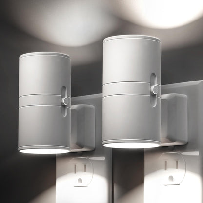 L LOHAS LED Night Light, Bright Night Light, Night Lights Plug into Wall, Daylight White, Dimmable Night Lights White Shade, Light Sensor, Decorative Night Lights for Hallway Bathroom Kitchen, 2 Pack