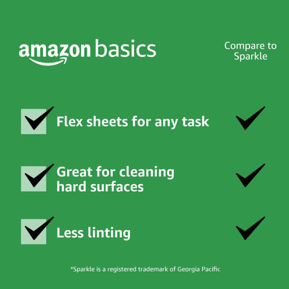 Amazon Basics 2-Ply Flex-Sheets Paper Towels, 2 Basics Rolls = 5 Regular Rolls, Everyday Value with 150 Sheets per Roll