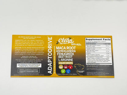 Clean Nutra Organic Maca Root Liquid Drops with Ashwagandha, Fenugreek, Beet Root and L-Arginine Liquid Multivitamin for Women and Men - Adapto Drive
