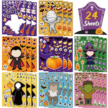 OHOME Halloween Stickers for Kids - Halloween Party Favors - DIY Halloween Crafts Stickers - Halloween Games | Kids Halloween Toys Gifts Treats Decorations Activities Party Supplies(24 Sheets)