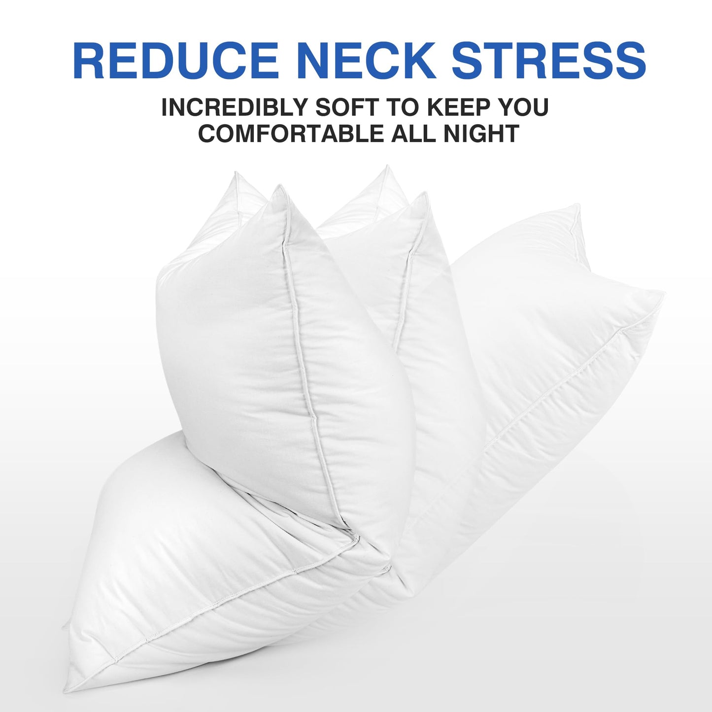 zibroges Goose Feather Pillow Queen Size Pack of 2 - Hotel Down Bed Pillows for Sleeping, Soft 600 Thread Count Cotton Cover, Fluffy Support Surround Fill Polyester for Back, Stomach, Side Sleepers