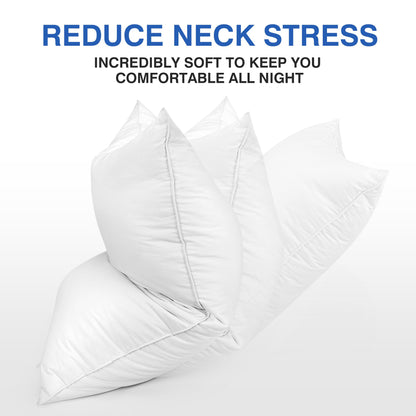 zibroges Goose Feather Pillow Queen Size Pack of 2 - Hotel Down Bed Pillows for Sleeping, Soft 600 Thread Count Cotton Cover, Fluffy Support Surround Fill Polyester for Back, Stomach, Side Sleepers