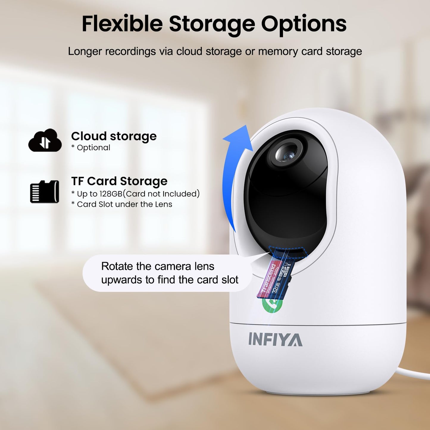 INFIYA 360 Cameras for Home Security-Indoor Camera Monitoring Baby/Nanny with 2K High Resolution & One-Tap Call, 24-7 Local Storage, Compatible with Alexa/Google Home, K7 4Pack (2.4GHz Wi-Fi Only)