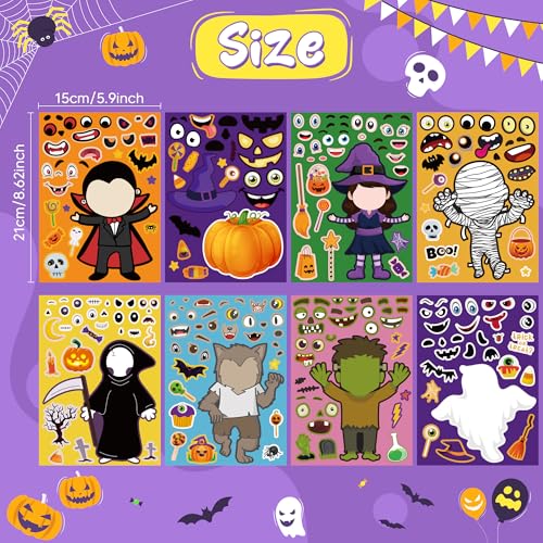 OHOME Halloween Stickers for Kids - Halloween Party Favors - DIY Halloween Crafts Stickers - Halloween Games | Kids Halloween Toys Gifts Treats Decorations Activities Party Supplies(24 Sheets)