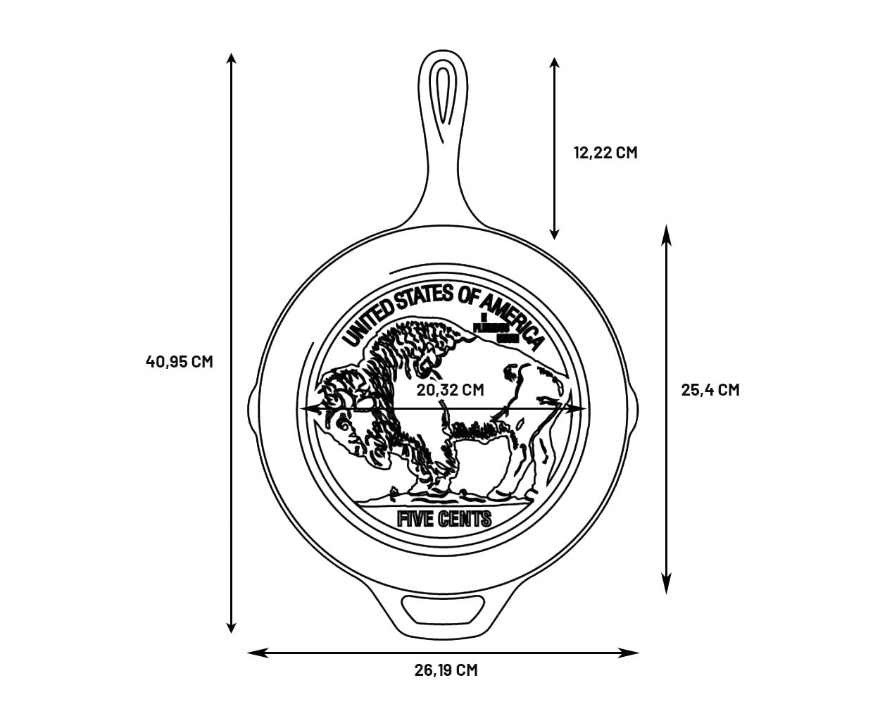 Lodge Cast Iron Buffalo Nickel Skillet, 10.25 Inch