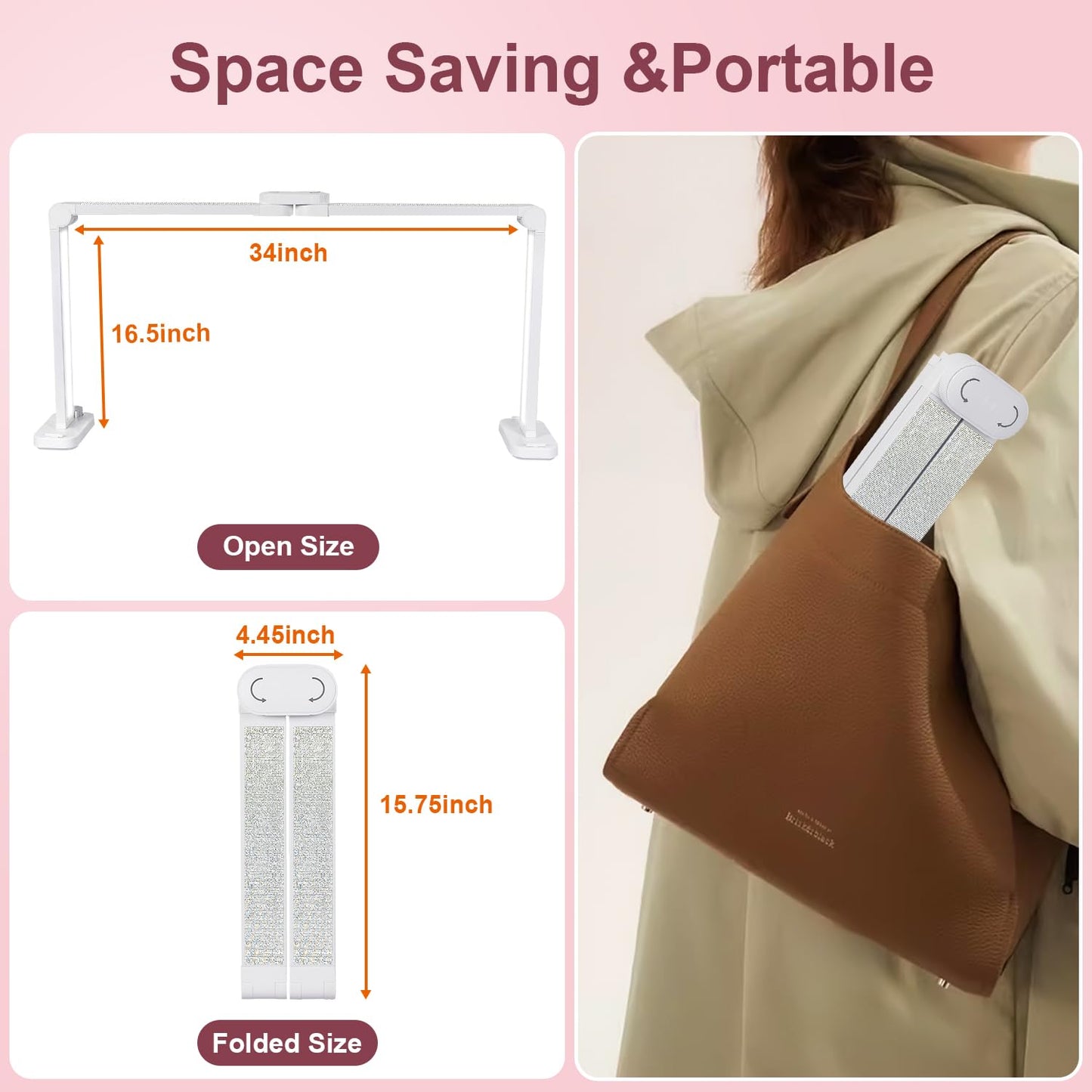 iVict Nail Desk Lamp, 34" Nails Tech Light with Phone Stand, 0-100% Adjustable Brightness, 3000K-6000K Color Temperature Led Desk lamp for Nail, Tattoos, Eyebrows, Beauty(Diamond, Large)