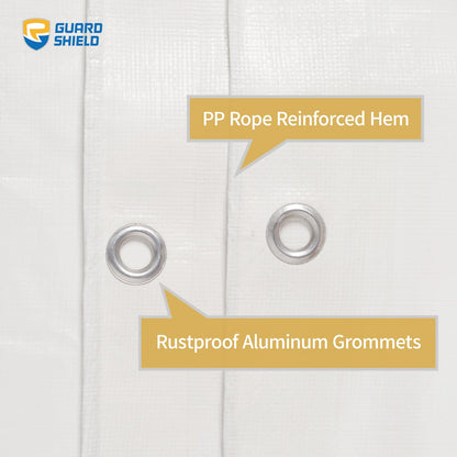 GUARD SHIELD White Tarps Heavy Duty Waterproof 10x12 Feet Large Thick Tarp Cover 12mil