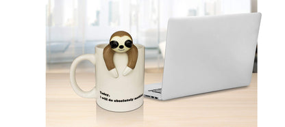 Decodyne Funny Sloth Coffee Mug - Cute Sloth Gifts For Women and Men - White Elephant Gifts for Adults Funny Office Gifts