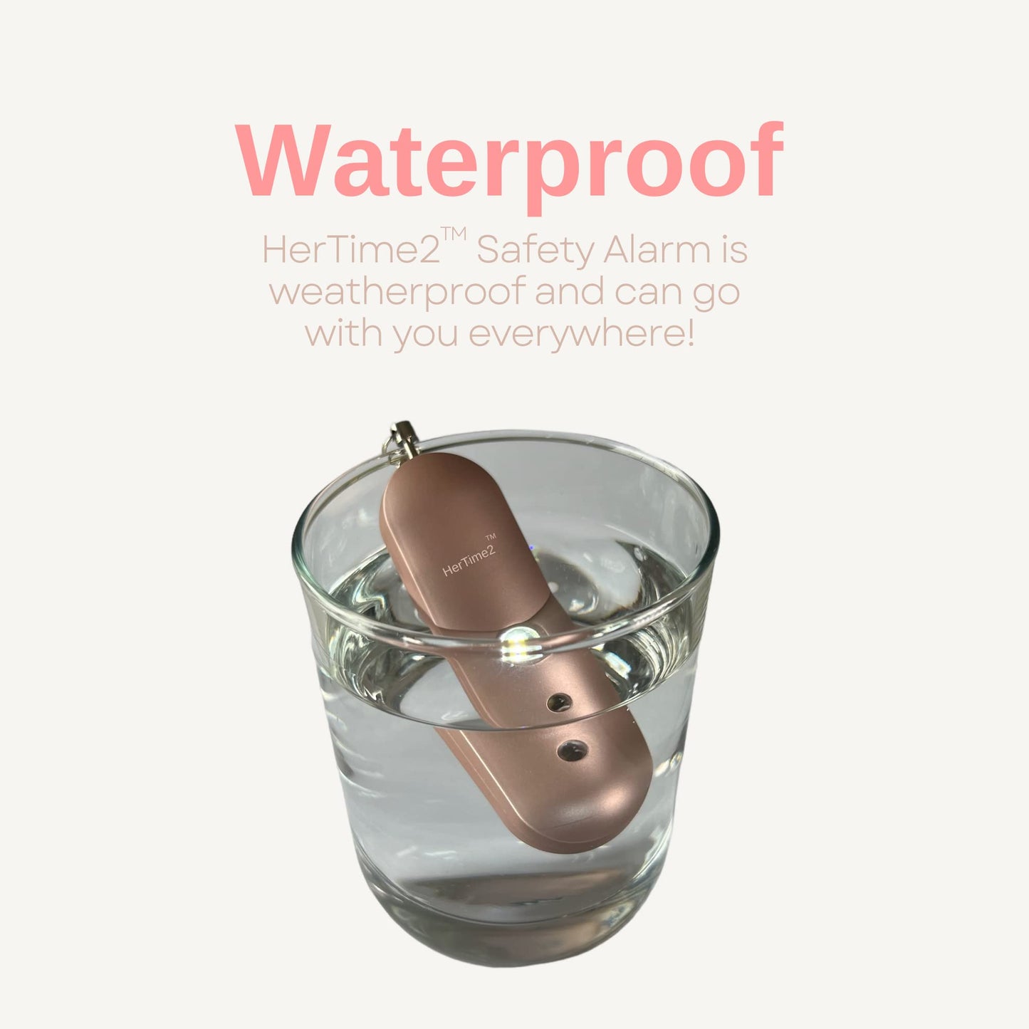 HerTime2 Personal Safety Alarm – Travel Safe Waterproof – Gift for Women College Girls – Self Defense Keychain – Extra Loud Siren – Strobe Light – Cute Key Chains Protection (Rose Gold)