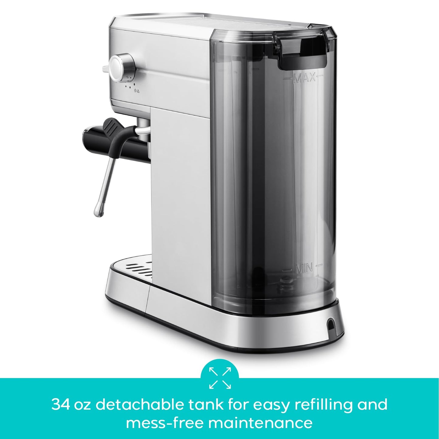 CASABREWS CM5418 Espresso Machine 20 Bar, Compact Espresso Maker with Steam Milk Frother, Stainless Steel Coffee Machine with 34oz Removable Water Tank for Cappuccino, Gift for Women or Men, Silver