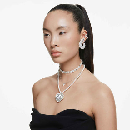 Swarovski Ariana Grande Angelic Mixed Cut Heart Crystal Choker Necklace in Rhodium Finish - Part of the Ariana Grande x Capsule Collection