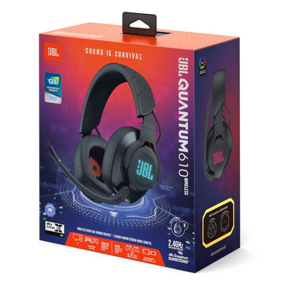 JBL Quantum 610 Wireless 2.4GHz Headset: 40h Battery, 50mm Drivers, PC Gaming and Console Compatible, Black, Medium