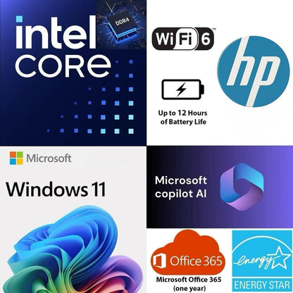 HP Student and Home Laptop with Free Microsoft 365, 16GB RAM, 1.1TB Storage (128GB SSD and 1TB Cloud Storage), Fast Intel Core, Win 11 w/o Earbuds – Perfect for Work & Play