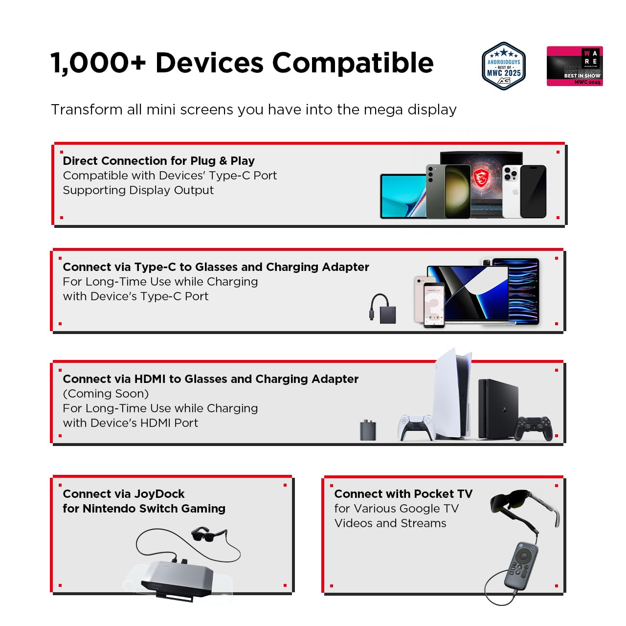 RayNeo Air 3s AR/XR Glasses, 201" 120Hz FHD HueView Display, Portable AR Video Eyewear Gaming Glasses for iPhone 16/15, Android, Mac, Switch, PS5, Steam Deck - Next-Gen Wearable Theater