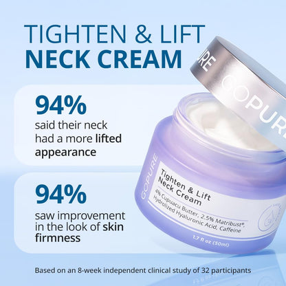 goPure Tighten & Lift Neck & Chest Moisturizer Cream for Visibly Firming, Tightening and Lifting Wrinkles & Crepey Skin, 1.7oz