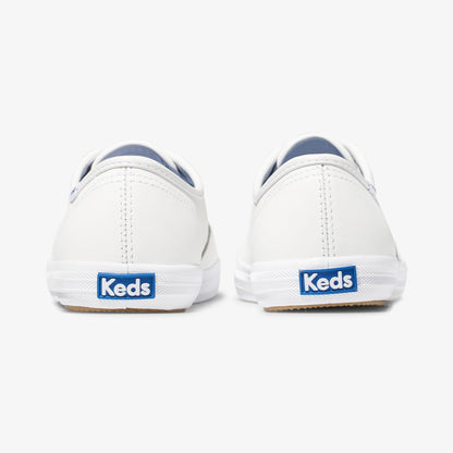 Keds Women's Champion Lace Up Sneaker, White Leather, 8 Wide
