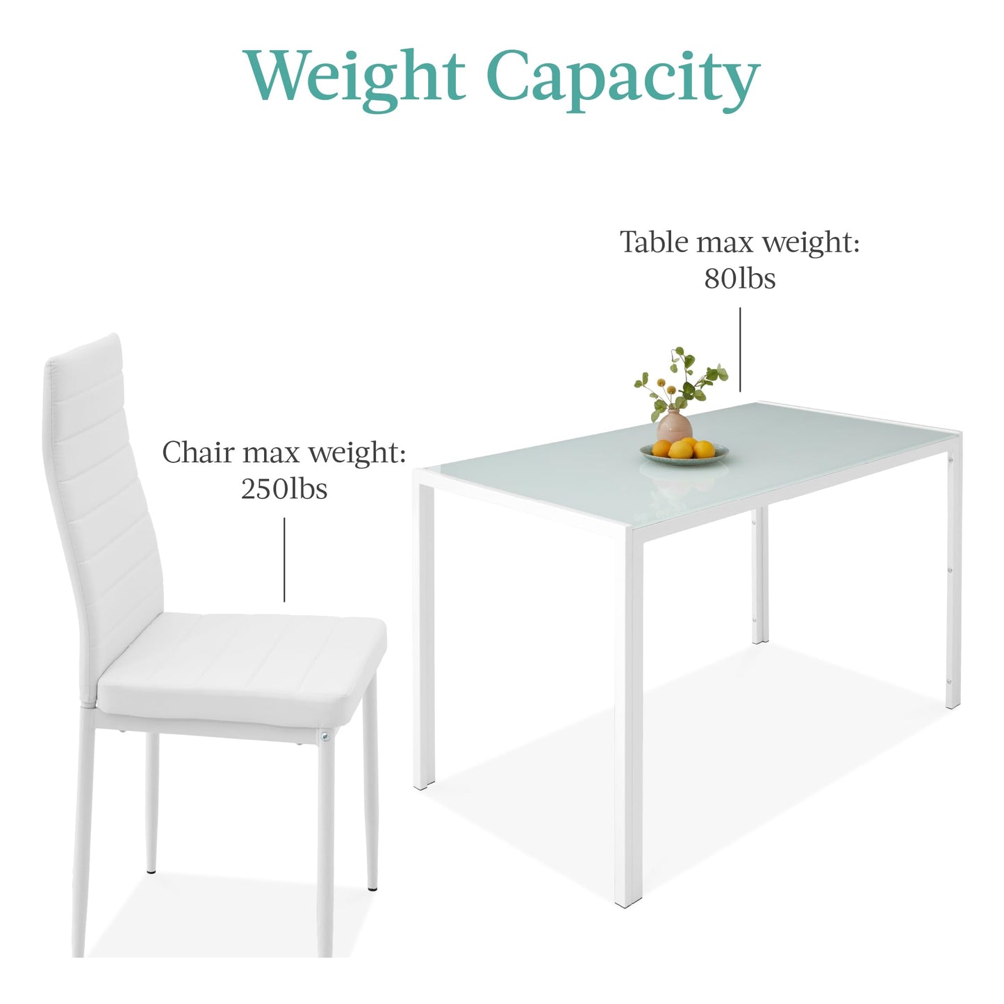 Best Choice Products 7-Piece Glass Dining Set, Modern Kitchen Table Furniture for Dining Room, Dinette, Compact Space-Saving w/Glass Tabletop, 6 Upholstered PU Chairs, Metal Steel Frame - White
